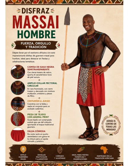 Costume Masai Homme Taille L | Costumes pour Adultes Le Roi du Carnaval